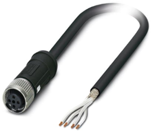 Sensor-Aktor Kabel, M12-Kabeldose, gerade auf offenes Ende, 4-polig, 5 m, PE-X, schwarz, 4 A, 1407318