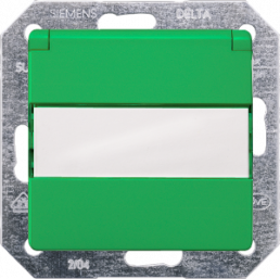 SCHUKO-Steckdose mit Klappdeckel/Schriftfeld, grün, 16 A/250 V, Deutschland, IP20, 5UB1913