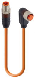 Sensor-Aktor Kabel, M12-Kabelstecker, gerade auf M12-Kabeldose, abgewinkelt, 5-polig, 5 m, PUR, orange, 4 A, 109480