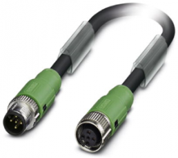 Sensor-Aktor Kabel, M12-Kabelstecker, gerade auf M12-Kabeldose, gerade, 5-polig, 2 m, PUR, schwarz, 4 A, 1518436