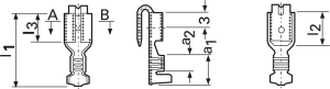 Unisolierte Flachsteckhülse mit Abzweig, 6,3 x 0,8 mm, 0,5-1,5 mm², AWG 20-16, Messing, verzinnt, 3838AN.67