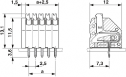 Leiterplattenklemme, 3-polig, RM 2.5 mm, 0,14-0,5 mm², 2 A, Federklemmanschluss, grün, 1989751