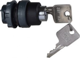 Schlüsselschalter, unbeleuchtet, Bund rund, schwarz, Frontring schwarz, Abzugsstellung 0 + 1, Einbau-Ø 22 mm, ZB5AF