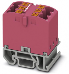 Verteilerblock, Push-in-Anschluss, 0,14-4,0 mm², 6-polig, 24 A, 8 kV, pink, 3274117