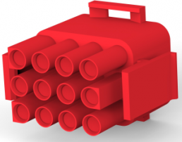 Steckergehäuse, 12-polig, RM 6.35 mm, gerade, rot, 1-480708-2