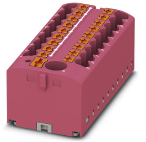 Verteilerblock, Push-in-Anschluss, 0,14-4,0 mm², 19-polig, 24 A, 6 kV, pink, 3273391