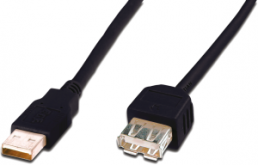 USB 2.0 Verlängerungsleitung, USB Stecker Typ A auf USB Buchse Typ A, 1.8 m, schwarz
