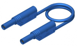 Messleitung mit (4 mm Stecker, gefedert, gerade) auf (4 mm Stecker, gefedert, gerade), 500 mm, blau, PVC, 1,0 mm², CAT II
