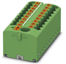 Verteilerblock, Push-in-Anschluss, 0,14-4,0 mm², 19-polig, 24 A, 6 kV, grün, 3273512