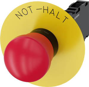 Not-Halt-Pilzdrucktaster, 22mm, rund, Kunststoff,rot, 1S+1Ö, 3SU11001HA201FH0