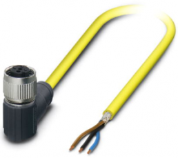 Sensor-Aktor Kabel, M12-Kabeldose, abgewinkelt auf offenes Ende, 3-polig, 10 m, PVC, gelb, 4 A, 1406268