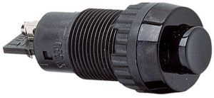 Drucktaster, 1-polig, schwarz, unbeleuchtet, 2 A/250 V, Einbau-Ø 16.2 mm, IP40/IP65, 1.10.102.001/0104