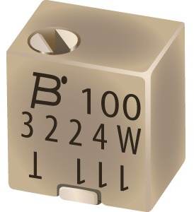 Cermet-Trimmpotentiometer, 12 Umdrehungen, 10 kΩ, 0.25 W, SMD, oben, 3224X-1-103E