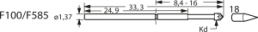 Standard-Prüfstift mit Tastkopf, Kegel, Ø 1.37 mm, Hub 6.4 mm, RM 2.54 mm, L 33.3 mm, F58518S105L300