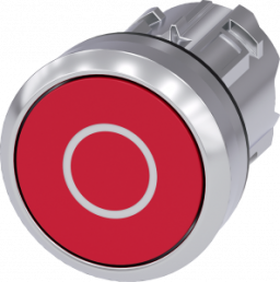 Drucktaster, unbeleuchtet, tastend, Bund rund, rot, Einbau-Ø 22.3 mm, 3SU1050-0AB20-0AD0