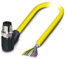 Sensor-Aktor Kabel, M12-Kabelstecker, abgewinkelt auf offenes Ende, 8-polig, 5 m, PVC, gelb, 2 A, 1406079