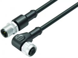 Sensor-Aktor Kabel, M12-Kabelstecker, gerade auf M12-Kabeldose, abgewinkelt, 3-polig, 1 m, PUR, schwarz, 4 A, 77 3434 3429 50003-0100
