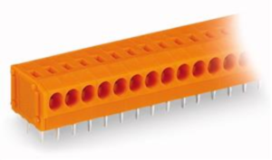 Leiterplattenklemme, 5-polig, RM 3.81 mm, 0,5-1,5 mm², 17.5 A, Push-in, orange, 235-105/330-000