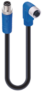 Sensor-Aktor Kabel, M12-Kabelstecker, gerade auf M12-Kabeldose, abgewinkelt, 4-polig, 2 m, PVC, schwarz, 16 A, 934853310