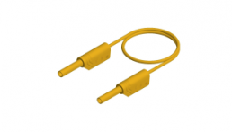 Messleitung mit (2 mm Stecker, gefedert, gerade) auf (2 mm Stecker, gefedert, gerade), 1 m, gelb, PVC, 1,0 mm², CAT III
