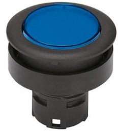 Drucktaster, beleuchtbar, Bund rund, blau, Frontring schwarz, Einbau-Ø 28 mm, 1.30.090.011/1600