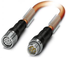 Sensor-Aktor Kabel, M23-Kabelstecker, gerade auf M23-Kabeldose, gerade, 8-polig, 10 m, PUR, orange, 18 A, 1620411