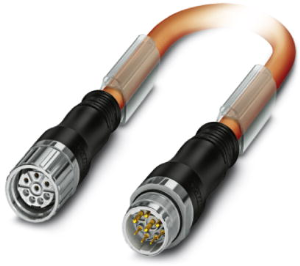 Sensor-Aktor Kabel, M23-Kabelstecker, gerade auf M23-Kabeldose, gerade, 8-polig, 5 m, PUR, orange, 30 A, 1620413