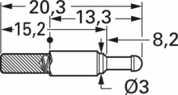 Batterielade- und Schnittstellenkontakt mit Tastkopf, Rundkopf, Ø 2.65 mm, Hub 3.5 mm, RM 4 mm, L 22.5 mm, 5110/S.02-D-1.2NE-AU-2.3 C