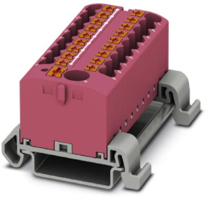 Verteilerblock, Push-in-Anschluss, 0,14-4,0 mm², 19-polig, 24 A, 8 kV, pink, 3273259