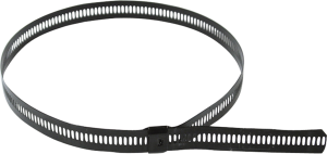 Kabelbinder, Edelstahl, (L x B) 225 x 12 mm, Bündel-Ø 58 mm, schwarz, UV-beständig, -30 bis 150 °C