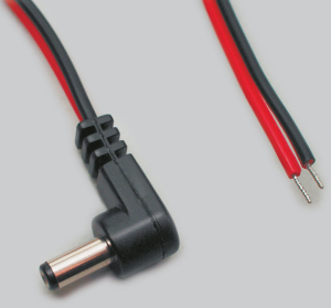 DC-Anschlusskabel, DC-Stecker gewinkelt 2,5x5,5 mm, rot/schwarz, 0,3 m