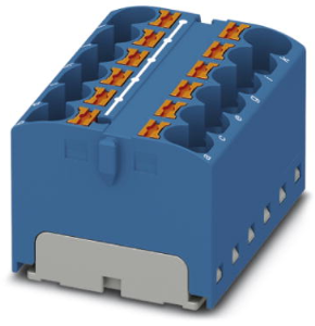 Verteilerblock, Push-in-Anschluss, 0,2-6,0 mm², 12-polig, 32 A, 6 kV, blau, 3273814