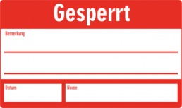Qualitätssicherungsschild, Text: "Gesperrt", (B) 50 mm, Papier, 088.53-4-30X50-Z4