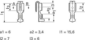 Unisolierte Flachsteckhülse mit Abzweig, 4,8 x 0,8 mm, 0,5-1,0 mm², AWG 20-18, Messing, verzinnt, 3829A.67