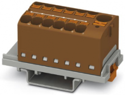 Verteilerblock, Push-in-Anschluss, 0,2-6,0 mm², 13-polig, 32 A, 6 kV, braun, 3273624