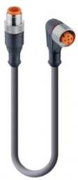 Sensor-Aktor Kabel, M12-Kabelstecker, gerade auf M12-Kabeldose, abgewinkelt, 5-polig, 1 m, PUR, schwarz, 4 A, 62943