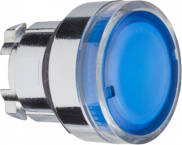 Drucktaster, tastend, Bund rund, blau, Frontring silber, Einbau-Ø 22 mm, ZB4BW36