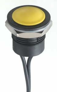 Drucktaster, 1-polig, gelb, unbeleuchtet, 2 A/24 V, Einbau-Ø 16.2 mm, IP65/IP67, IAR3F1500