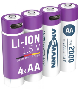 Lithium-Ionen-Akku, 1.5 V, 1800 mAh, AA, Flächenkontakt/USB-C-Anschluss