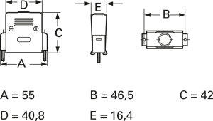 D-Sub Steckverbindergehäuse, Größe: 3 (DB), gerade 180°, Kunststoff, geschirmt, silber, AGP 25 G-ME