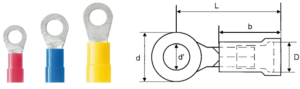Isolierter Ringkabelschuh, 4,0-6,0 mm², 4.3 mm, M4, gelb