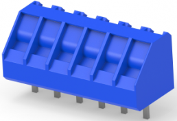 Leiterplattenklemme, 6-polig, RM 5 mm, 0,3-2 mm², 10 A, Schraubanschluss, blau, 1776252-6
