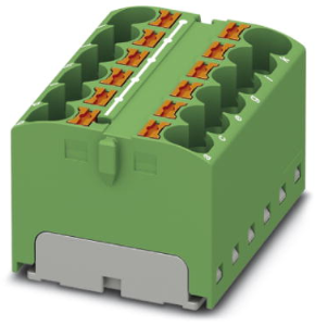 Verteilerblock, Push-in-Anschluss, 0,2-6,0 mm², 12-polig, 32 A, 6 kV, grün, 3273820
