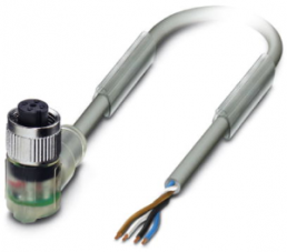 Sensor-Aktor Kabel, M12-Kabeldose, abgewinkelt auf offenes Ende, 4-polig, 1.5 m, PUR, grau, 4 A, 1456996