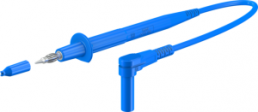 Messleitung mit (Prüfspitze, gerade) auf (4 mm Stecker, gefedert, abgewinkelt), 1.5 m, blau, PVC, 1,0 mm², CAT II