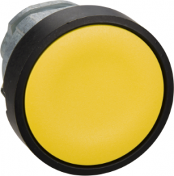 Drucktaster, tastend, Bund rund, gelb, Frontring schwarz, Einbau-Ø 22 mm, ZB4BA57