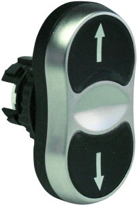 Doppeldrucktaster, unbeleuchtet, tastend, Bund oval, schwarz, Einbau-Ø 22 mm, L61QA33C