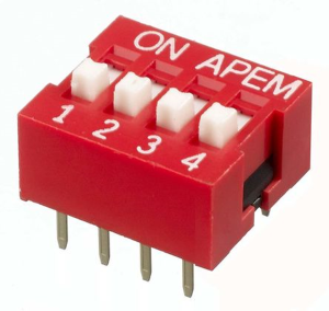 DIP-Schalter, Aus-Ein, 4-polig, gerade, 25 mA/24 VDC, NDS-04V