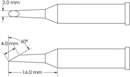 Lötspitze, Hufform, Ø 2 mm, (L) 16 mm, GT6-HF6020S