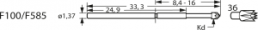 Standard-Prüfstift mit Tastkopf, Außensechskant, Ø 1.37 mm, Hub 6.4 mm, RM 2.54 mm, L 33.3 mm, F10036S130L200